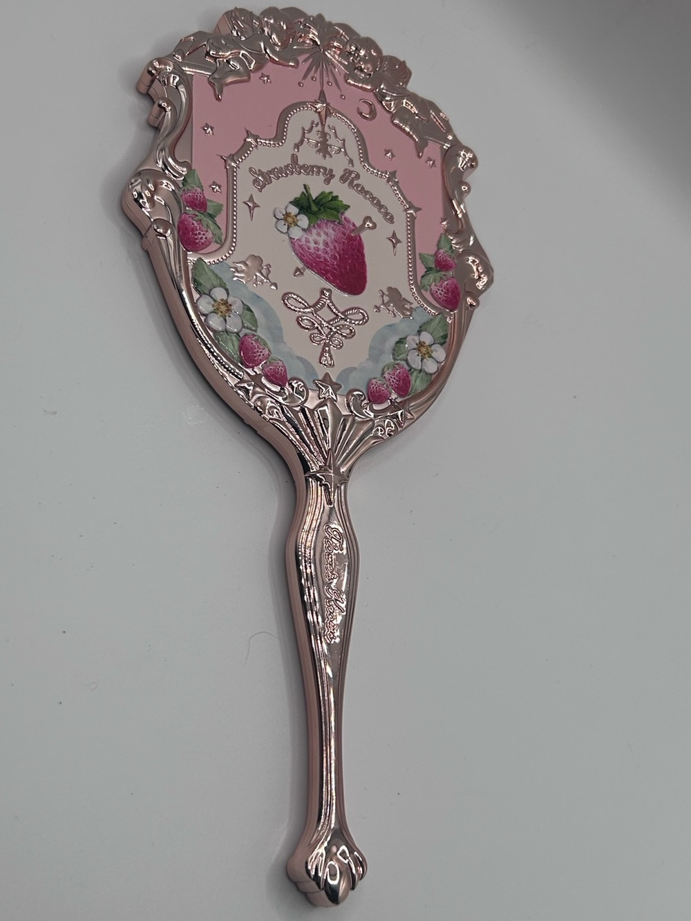 Strawberry Flower Knowns Rococo Hand Mirror Pink Rose Gold Princess Mirror
